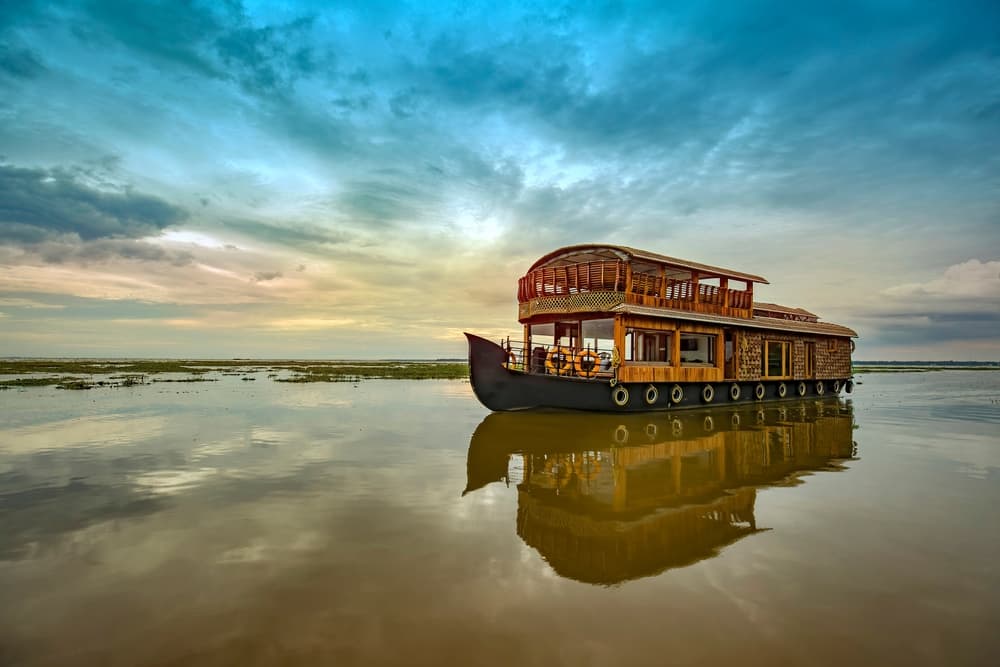 A houseboat on Kumarakom backwaters, Kerala, India