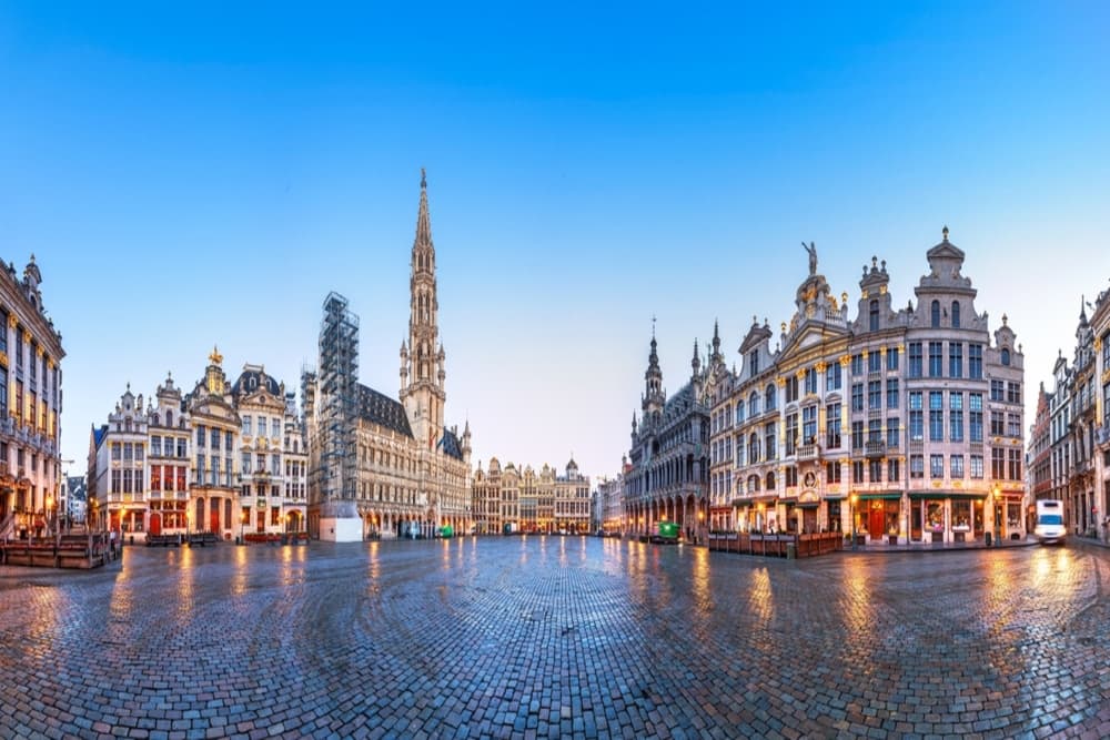 Grand Place with the Town Hall tower, Brussels, Belgium