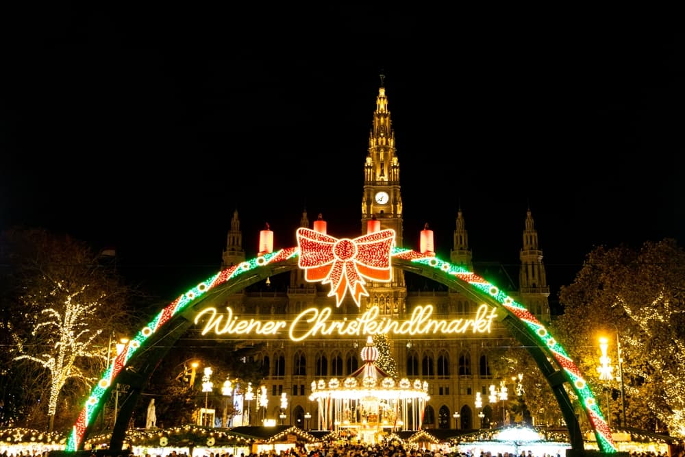 Christmas market at the Vienna City Hall in Austria