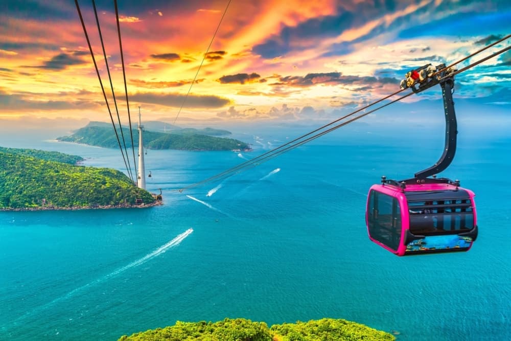 View of longest cable car ride in the world, Phu Quoc island, Vietnam